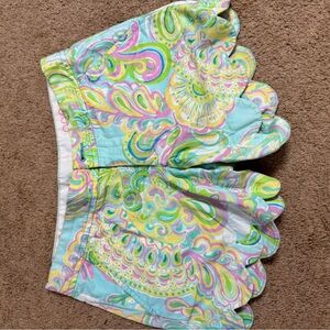 Lilly Pulitzer Pastel Paisley Scalloped Hem Shorts - Mint, Pink, Yellow